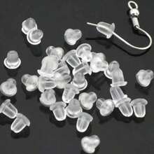 100 Pieces/Set Of Silicone Earplugs DIY Earrings Hooded Earrings Straps 4mm Women's Fashionable Earrings Ear Plugs - Trong sáng - Xem 1