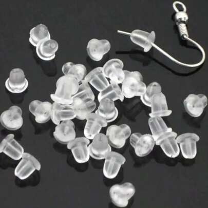 100 Pieces/Set Of Silicone Earplugs DIY Earrings Hooded Earrings Straps 4mm Women's Fashionable Earrings Ear Plugs