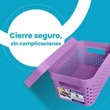 Kit Of 2 Modern Plastic Organizer Boxes With Lids - Lilac Purple - View 4