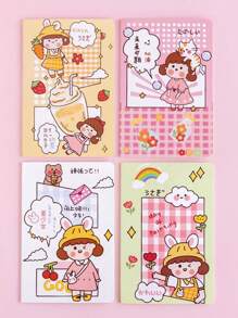 4 件套可爱卡通 A5 螺旋笔记本，30 张/本，学生学习文具，图案随机