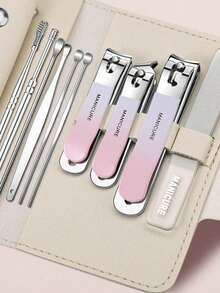 Ensemble de 4 pièces de coupe-ongles avec sac de rangement. Comprend un coupe-ongles diagonal, une lime à ongles. Convient pour la maison et les salons de manucure professionnels.