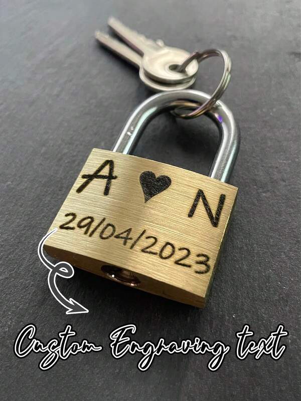 1pc Personalized Metal Hanging Lock, Laser Engraved Text - Customized Engraving, Suitable For Wedding Gift, Anniversary Souvenir, Valentine's Day Gift, Decorative Love Lock, Durable, Stainless, Colorful, Cute, Adorable, Funny, Kawaii, Y2K, Stylish, Unisex, Casual, Customized, Ideal Gifts For Him, Ideal Gifts For Her