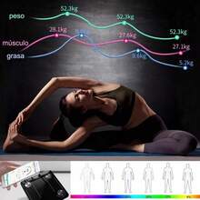 Bascula Digital Corporal y Muscular Balanza Inteligente Análisis de datos múltiples APP Recargable - Negro - Ver 6
