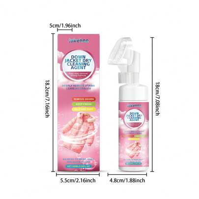 Agente de limpieza en seco para abrigos de plumón JAKEHOE, limpia profundamente las manchas en la superficie de los abrigos de plumón. Limpiador de abrigos de plumón; Agente de limpieza en seco para ropa; Limpieza local sin necesidad de lavar la prenda por completo. Fuerte poder de descontaminación, efecto rápido. No daña el material de plumón. Fácil y conveniente de usar.