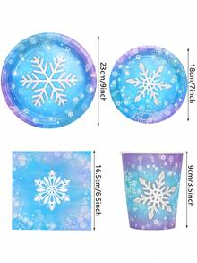 10pcs Frozen Birthday Party Supplies Winter Snowflake Frozen Plates Napkins Cups Frozen Party Tableware Blue And Purple Snowflake Party Favors For Christmas New Year Winter Wonderland Decorations - Multicolor - View 3