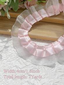 2-10 码缎面欧根纱蕾丝边饰 2 层褶皱荷叶边雪纺丝带 1.57 英寸褶皱边饰面料用于布料缝纫刺绣贴花婚礼工艺品丝带缝纫