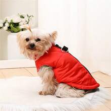 1 件秋冬加厚狗狗衣服，保暖棉背心，纯色宠物风衣外套，适合小型犬和猫，室内外使用
