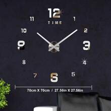1 pieza Reloj de plata estilo nórdico para sala de estar, reloj de plata autoadhesivo y silencioso de bricolaje para decoración, reloj de pared de plata digital y silencioso, reloj de pared de acrílico creativo de plata, reloj de pared de plata para dormitorio y sala de estar, decoración de Pascua, regalo de fiesta, cumpleaños, graduación, decoración de habitación, reloj digital, despertador