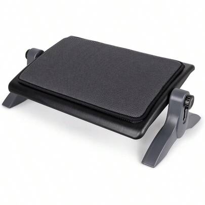 Ottoman Ergonomic Foot Rest For Under Desk Adjustable Height And Angle Sponge Platform AntiSlip Ankle Support Detachable Washable Cushion Back And Leg Pain Relief 21.6 L X 11.4 W Black