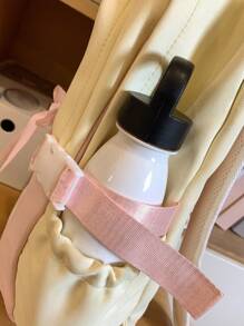 Zaino da donna alla moda, semplice e versatile, zaino bicolore, adatto per il ritorno a scuola, stile college di nicchia, fiocco nastro casual, zaino da viaggio leggero e piccolo