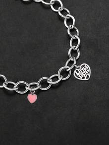 S925 Sterling Silver Link Bracelet: Double Heart Charms, Romantic & Stylish