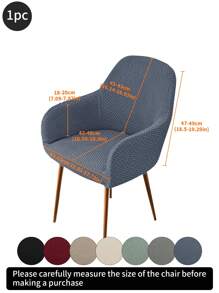1pc Solid Striped Curved, High Elastic Dust-Proof Full Cover Chair Slipcover, Suitable For Hotel, Living Room, Study, Dining Room, Daily Use, Available In Black, Gray, Beige - Multicolor - View 16