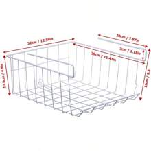 Under Shelf Kitchen Storage Baskets, 2 Pack Wire Shelf Storage Baskets For Kitchen, Office, Pantry, Bathroom, Closet, White