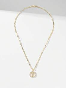 1 件时尚简约奢华铜镶嵌锆石 3D 耶稣基督吊坠项链，适合作为开学礼物、情侣礼物、朋友礼物、日常和节日礼物、祈祷礼物 - 金黃色 - 查看 5