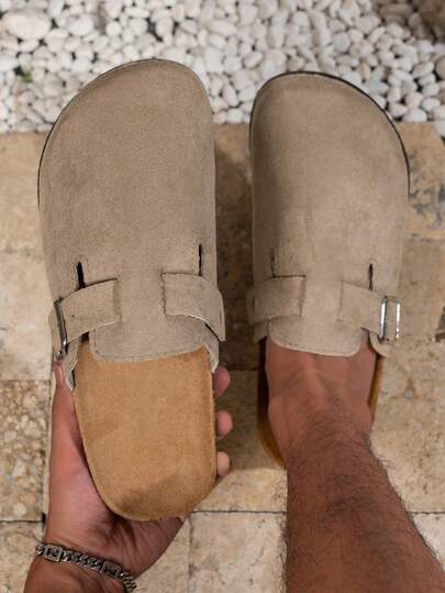 Zapatos tipo mula de unicolor casual, suela suave y antideslizante, diseño de punta redonda, parte superior de tela cómoda, suela de PVC, cierre de slip-on, adecuado para actividades al aire libre para niños en todas las estaciones. Disponible en versiones forradas térmicas para otoño/invierno y sin forro para todo el año.