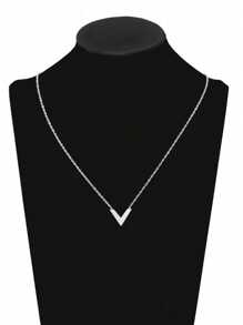 1pc Fashionable & Classic V Shaped Pendant Necklace, Suitable For Casual Everyday Wear - Silver - View 1