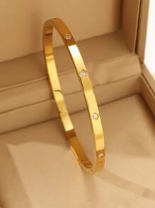 3 قطع / 1 قطعة سوار مطلي بالذهب الأصفر عيار 18 قيراط من الفولاذ المقاوم للصدأ على شكل رباعي ورقة البرسيم، مناسب للحفلات والاستخدام اليومي للنساء، بأسلوب أوروبي وأمريكي، شخصي، سخي، سوار فاخر مرصع بالزركونيا المكعبة، طقم مجوهرات زفاف، هدية للبنات والنساء والأقارب والأصدقاء، للزفاف والعيد والعيد الحب