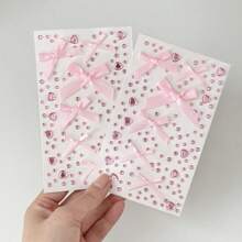 全新儿童卡通粘贴式雪纺蝴蝶结面料蝴蝶水钻装饰贴纸，可用于面部化妆和装饰明信片、卡片、书籍、学校用品、返校