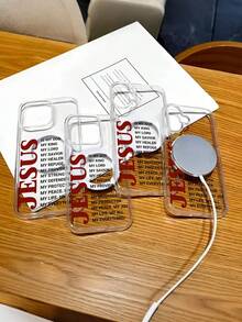 Jesus Christian Faith Phrases Pattern Premium Magnetic Phone Case For Compatible With IPhone 16/16e/15/14/13/12/11/ProMax/Pro/Plus/XSMax/XS/X, For Compatible With Samsung Galaxy S22/S23/S24/S25/Plus/FE/Edge/Ultra,Fashion Female Summer Unique Android Y2k Cases Transparent Shockproof Anti-Drop Ultra-Thin Design Acrylic+Tpu Hard Back Non-Yellowing Clear Protection Cover Men Casing Girl Women Ultimate Protective Fundas Para Protectores De Celulares Accessories Friend Gift Aesthetic Protector Forro De Teléfono - 無色 - 查看 3