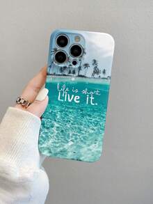 Beach Premium Film Phone Case, Anti Fall And Shockproof, Birthday Or Festival Gift For Men And Women For IPhone 16 15 14 13 12 11 XS XR X 7 8 Plus Pro Max SE - 白色 - 查看 3