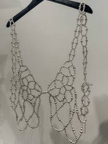 DEKUNER 1 件 2025 年新款女孩白金珍珠吊带背心上衣甜美性感女孩时尚珍珠短款上衣 - 銀色229 - 查看 7