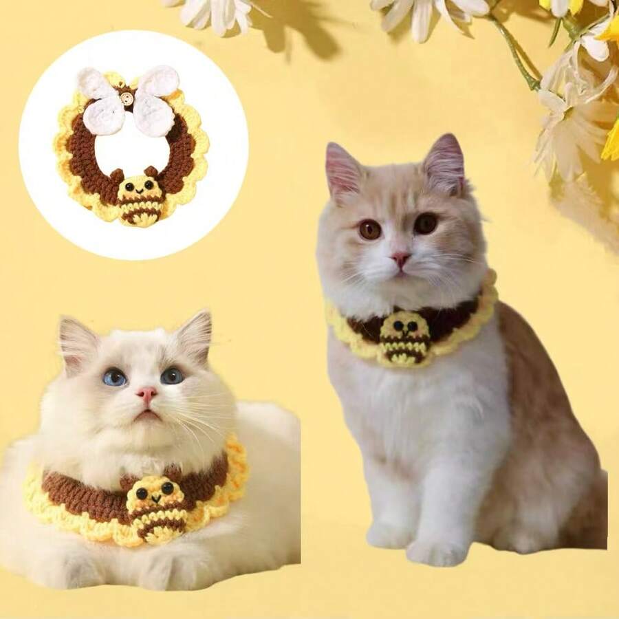 时尚多巴胺彩色亚克力串珠宠物项链，带心形气球小狗吊饰 - 耐用不锈钢链，适合狗和猫 - 黃色 - 查看 1