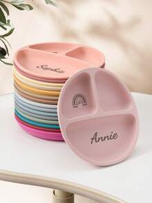 1pc Print On Demand Baby Silicone Dining Plate Personalized Customization Pattern Name Children Dishes Kids Suction Plate Custom Baby Tableware,Multi-Functional,Ornamental,Letter,Stylish,Modern,Colorful,Cute,Adorable,Casual,Custom,Personalised,Unique,Customized,Ideal Gifts For Him,Ideal Gifts For Her,Halloween Edit,Back To School Fashion,Christmas Gift - Multicolor - View 5