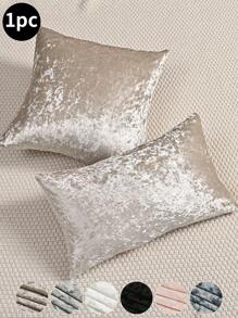 1 件纯色天鹅绒枕套，简约纯色防污可拆卸可洗装饰抱枕套，适用于卧室、客厅、沙发（不含枕芯），香槟色，黑色