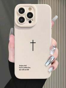 Cross Print Simple Shockproof Thick Phone Case Cover Suitable For IPhone17/IPhone17 Air/IPhone17 Pro/IPhone17 Pro Max/16 Pro Max/15 Pro Max/14 Pro Max/13 Pro Max/12 Pro Max/11 Pro Max - 黑色 - 查看 8