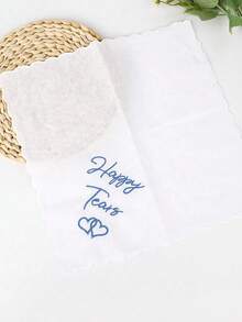 2pcs Wedding Gift Embroidered Handkerchief, Happy Tears Wedding Day Bride Gift For Bridal Shower Bachelorette Hen Party, Mom Mother In Law Gift Present Mother's Day Graduation