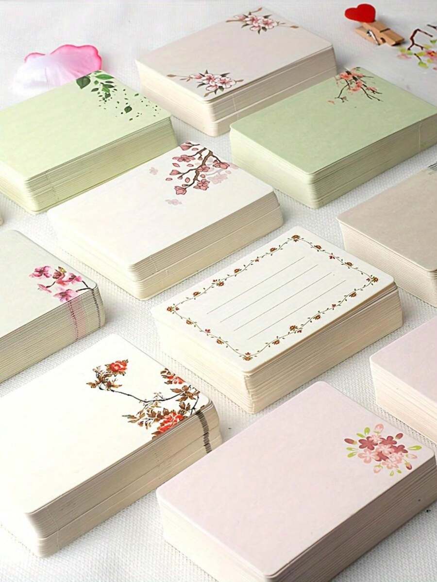 20 张空白 DIY 涂鸦卡 - 复古花卉设计，非常适合感谢信、婚礼请柬和节日祝福（圣诞节、母亲节、情人节）、明信片、礼物 - 彩色 - 查看 1