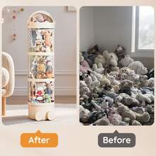 Senmeo 1 Piece 51.18-Inch Plush Toy Storage Bucket With Transparent Window Design, Convenient Opening, Layered Storage, Suitable For Children's Room, Living Room And Bedroom Use, Multi-Layer Structure Plush Toy Storage Tube - 乳白色 - 查看 8