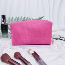 Customized Embroidered Makeup Organizer Pouch, Monogram Waffle Makeup Bag - Monogram Graduation Gift - Bridesmaid Gift, Classic Makeup Bag Perfect For Dorm Life, Customized Embroidered Mesh Makeup Pouch/Toiletry Bag, Essential For Travel & Business, Fashionable Solid Color, Multiple Colors Available, Customized Embroidered Text Or Logo For Corporate Gifts & Team Building