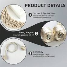 Creative No-Drill Iron Window Tie Bands, High Magnetic Force Magnetic Woven Simple Magnetic Suction Cylindrical & Conical Curtain Tie Backs