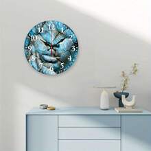 A Marble-Style Wall Clock With A Festive Atmosphere, Silent Wall Clock, Easy-To-Read Numbers, Suitable For Living Room, Garden, Kitchen, Bedroom, Office Wall Decoration, 10*10inch - Multicolor - View 5