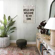 1pc Canvas Poster Vintage Newspaper Aesthetic Wall Decor Hello MTV, Welcome To My Crib Art Print Painting Room Decoration Spatial Aesthetics Wall Art Gift For Him - 無框架風格 - 查看 8