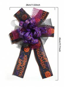 1 pieza Lazo de decoración de Halloween, estilo espeluznante, texto Feliz Halloween, lazo con estampado de telaraña, calabaza y sombrero de bruja, con capa de malla y purpurina, adecuado para coronas, puerta principal, paredes, ventanas, chimeneas, envolver regalos, decoración de fiestas, decoración de entrada de casa embrujada, decoración del hogar, decoración de la habitación - Multicolor - Ver 12