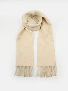 1pc Women's Solid Color Short Fringe Silky Soft Travel Photography Minimalist Fashion Scarf Shawl Neck Wrap