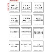 6/12 Peças/Conjunto Adesivos de Rótulo para Garrafas de Sabonete Líquido e Detergente de Louça, Decorações em Estilo Artístico de Fonte, Adesivos de Rótulo de Shampoo, Aderem Firmemente, À Prova d'Água, para Garrafas, Etiquetas de Armazenamento de Banheiro