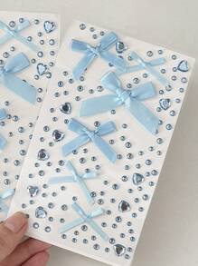 全新儿童卡通粘贴式雪纺蝴蝶结面料蝴蝶水钻装饰贴纸，可用于面部化妆和装饰明信片、卡片、书籍、学校用品、返校