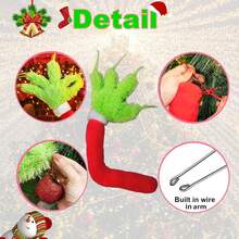 1pc Christmas Elf Body Tree Decor Arm, Fluffy Green Monster Elf Arm For Christmas Tree Decoration