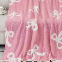 Pătură din fleece cu jumătate de față, pătură cu model de fundă, potrivită pentru decorul casei și cadouri, pătură de pluș moale și confortabilă, potrivită pentru canapea, pătură pentru canapea