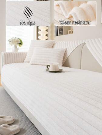 1 st tjockt kaninpäls soffkuddfodral, modern minimalistisk halkfri varm soffdyna, dammtät tvättbar sofföverdrag, mjuk och blekningsbeständig, husdjursvänlig, passar L-formad soffa och 1/2/3/4-sits soffa, lämplig för sovrum, kontor, vardagsrum