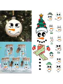 1 pieza Pegatinas de pared de muñeco de nieve de Navidad de dibujos animados con expresión, pegatinas de materiales de PVC removibles y autoadhesivas, fáciles de despegar, adecuadas para decoración de pared, fondo, sala de estar, dormitorio, hogar, decoración navideña, regalos de cumpleaños y graduación, decoración de habitación, decoración de dormitorio, decoración de cocina, decoraciones navideñas para el hogar