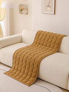 1pc Quilted Plush Sofa Cover, Solid Color Nordic Style Sofa Pad, Thick 3D Design Fluffy Sofa Slipcover For Winter, Protects Sofa From Slip And Scratch, For Living Room, Bedroom, Study, 1/2/3/4 Seater With Armrest And Backrest - Brown - View 8