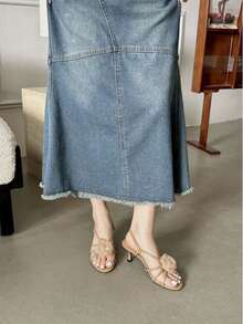 Sandalias mujeres zapatos de flores retro franceses con camelia en los tacones finos con hada suave tacones de gato, Sandalias de tacón para mujer - Albaricoque - Ver 4