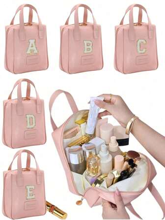 1pc Large Capacity Waterproof Travel Makeup Bag, Multi-Functional Cosmetic Brush Organizer, Portable Makeup Storage Case, Handbag & Clutch, Suitable For Autumn/Winter Skincare, Cosmetics, Makeup Brushes, Eyeshadow Palette, Powder, Lotion, Lipstick, Jewelry Storage, Bridesmaid Gift, Mother's Day Gift, Gift For Friends & Teachers, Makeup Bags, Cosmetic Bag