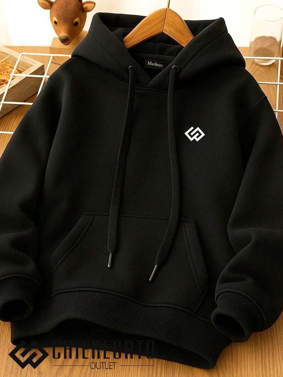 Sweatshirt Flannel Cold Weather Hoodie Children's Sweatshirt Boy Girl Original Premium Everyday - Black - View 1