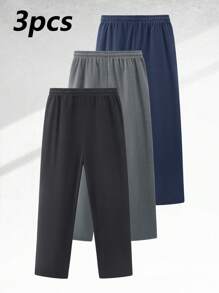 3件套男士休闲百搭运动裤，黑色平前设计，侧袋宽松版型。百搭抗皱易护理长裤 - 黑色 - 查看 5