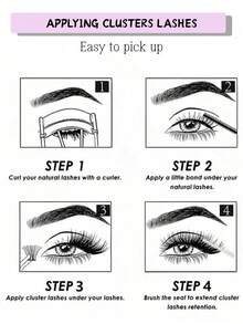 560pcs 80D Mix Cluster Eyelash, 0.07mm Thickness, D Curl, 8mm-16mm Mix Length, Natural Style Russian Flat Dense Fluffy Handmade Mink Eyelash Cluster For Halloween Theatrical Makeup, Festival Makeup, Christmas Makeup, Beginner Essential - DD - 查看 8